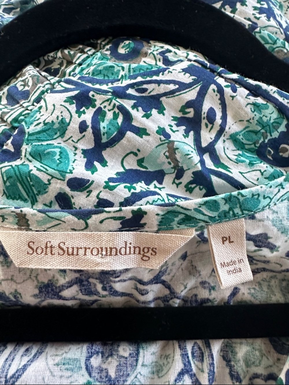 Soft Surroundings bohemian Teal and Navy Floral Dress. - Picture 7 of 8